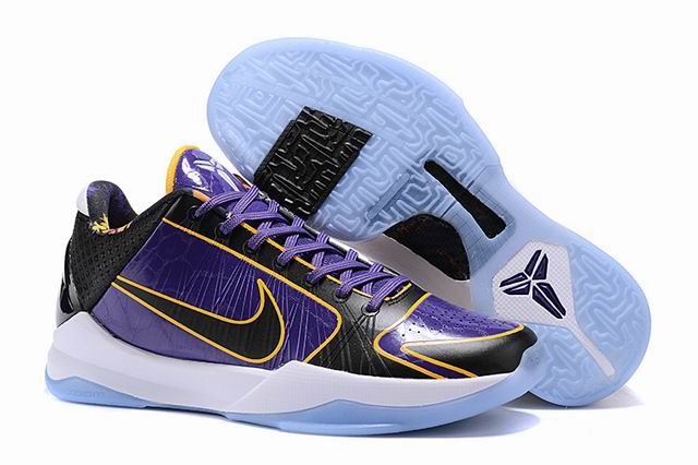 Nike Kobe 5 Men's Basketball Shoes Purple Black Golden-03 - Click Image to Close